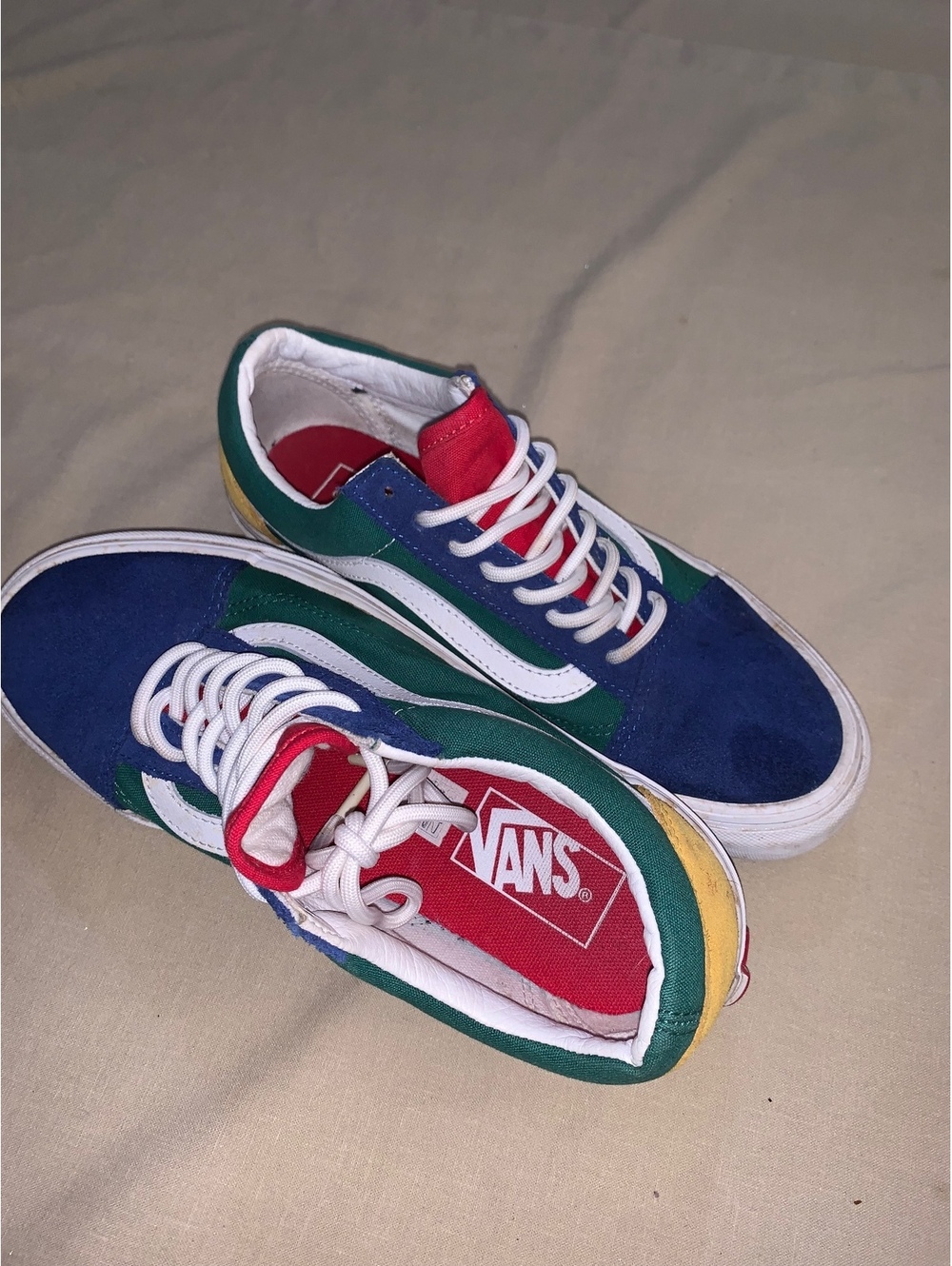 Vans Old Skool sneakers multicolor blue green red and yellow 6.5